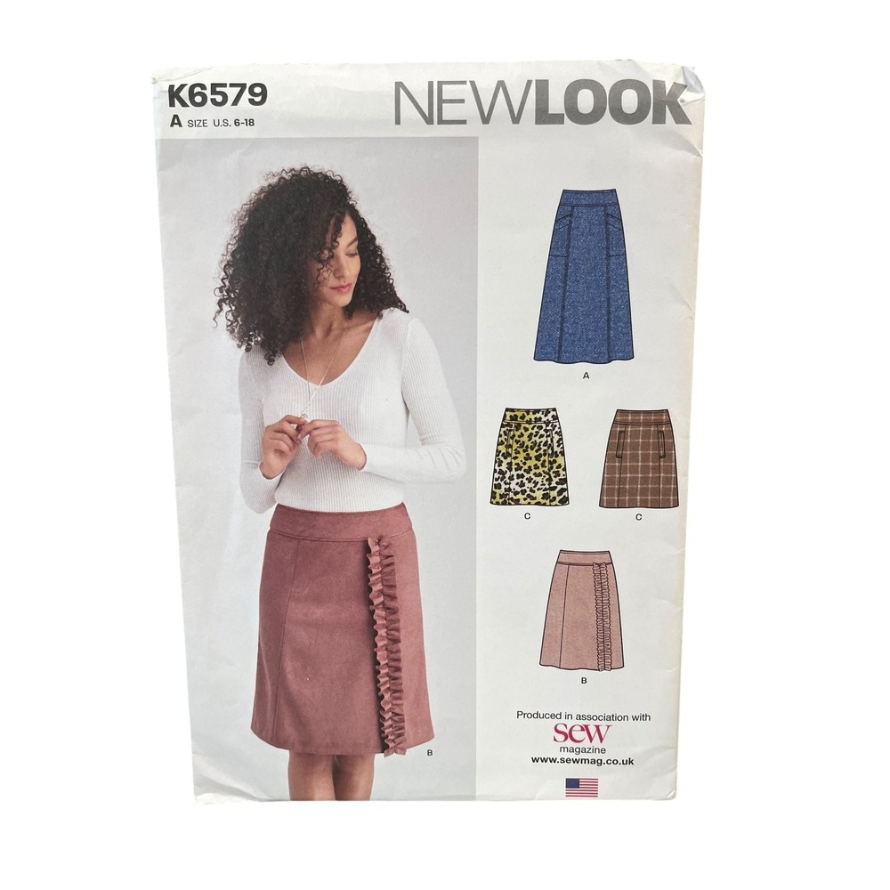 NEWLOOK K6579 Skirts US 6-18 Modern A-Line Pencil Ruffle